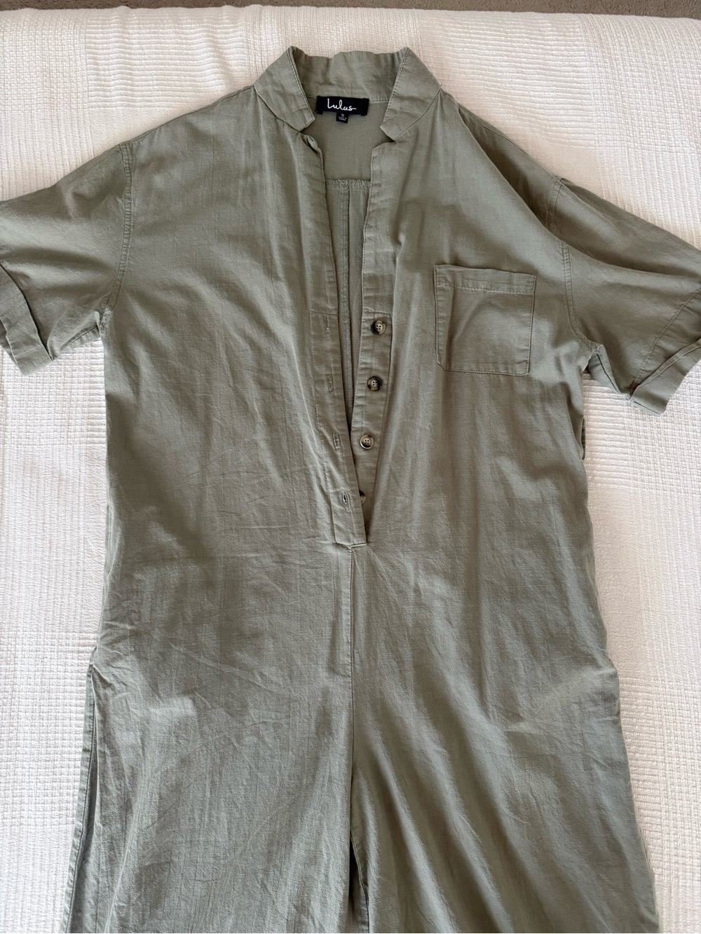 Lulus Olive Short-Sleeve Wide-Leg Jumpsuit